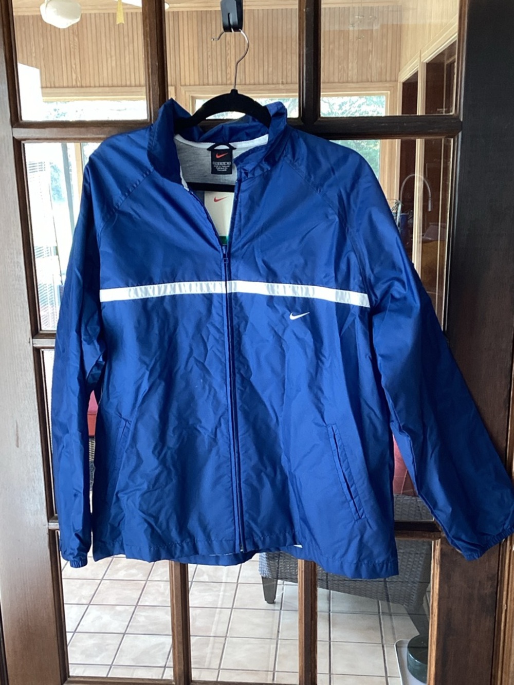 Nike Men’s Royal Blue Windbreaker with White Chest Stripe